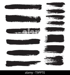 Satz von Pinselstrichen, schwarze Tinte grunge Pinselstriche. Vector Illustration Stock Vektor