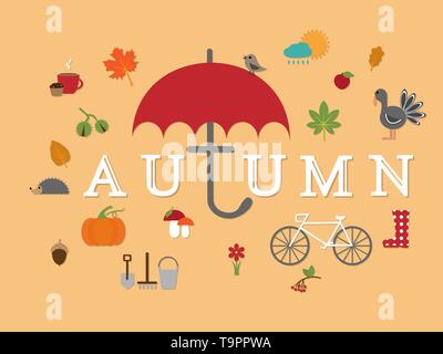 Sammlung von Herbst flachbild Symbole Vektor für Design Stock Vektor