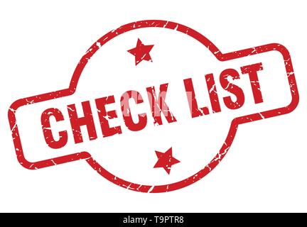Überprüfen Sie die Liste Stempel isoliert auf weißem Stock Vektor