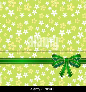 Frühling Karte Vorlage mit Bogen auf die nahtlose Green floral background Vektor Stock Vektor