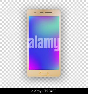 Mobile gold Telefon auf transparenten Hintergrund. Vector Illustration Stock Vektor