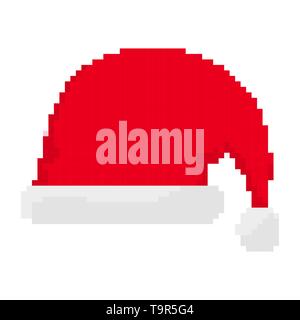 Hat Symbol in Pixel art Design. Vector Illustration. Red Hat Symbol im flachen Stil Stock Vektor