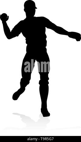 Baseball Player Silhouette Stock Vektor
