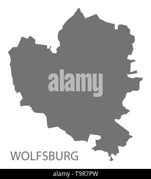 Wolfsburg graue Stadt Grafschaft Karte von Niedersachsen Deutschland DE Stock Vektor