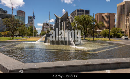 Drei Flüsse Brunnen, in der Innenstadt von Adelaide, Australien Stockfoto