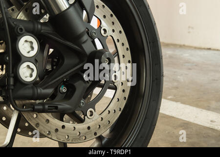 Motorrad Rad hinten Rad Detailansicht Stockfoto