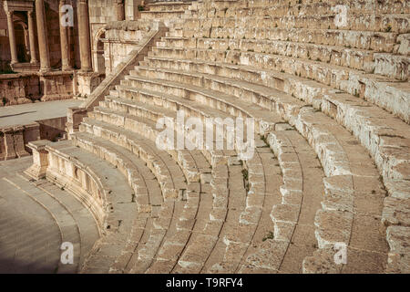 Antike Amphitheater in der Zitadelle von Amman. Jordan. Stockfoto