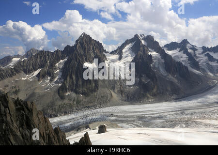 Glacier d'Argentière. Argentière. Chamonix Mont-Blanc. Haute-Savoie. Frankreich. Stockfoto