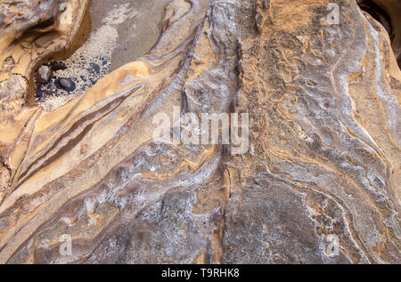 Strand Texturen, El Confital Strand am Rande von Las Palmas de Gran Canaria Stockfoto