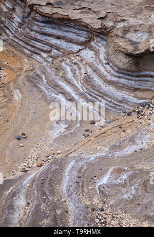 Strand Texturen, El Confital Strand am Rande von Las Palmas de Gran Canaria Stockfoto