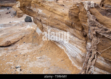 Strand Texturen, El Confital Strand am Rande von Las Palmas de Gran Canaria Stockfoto