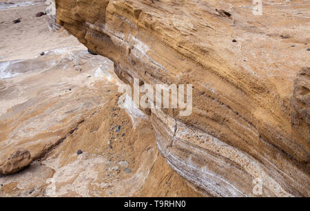 Strand Texturen, El Confital Strand am Rande von Las Palmas de Gran Canaria Stockfoto