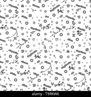 Vektorlinie nahtlose Muster cute Sternzeichen Konzept Stock Vektor