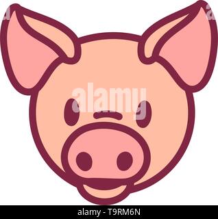Vektor cute chinesische Astrologie Sternzeichen Symbol Schwein Stock Vektor