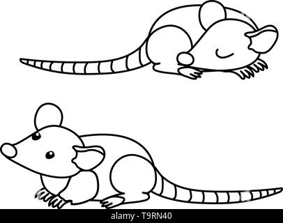 Vektorlinie cartoon Tier clip art Cute Rats Stock Vektor