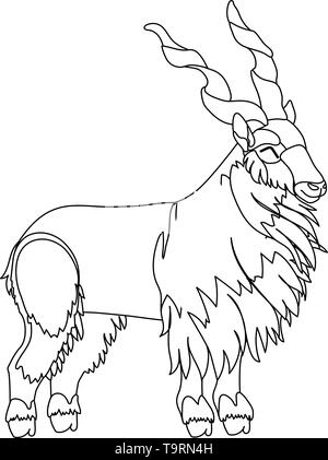 Vektorlinie cartoon Tier clip art cute markhor Stock Vektor