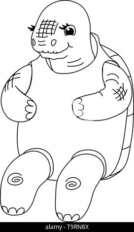 Vektorlinie cartoon Tier clip art alte Schildkröte Stock Vektor