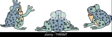 Vektor scandi cartoon Tier clip art grünen Frosch, Kröte Stock Vektor
