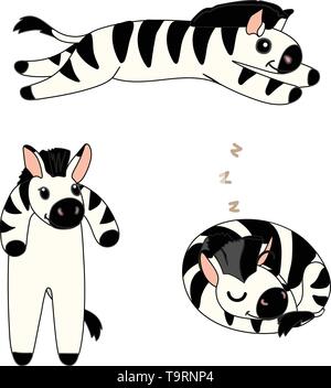 Vektor scandi Cartoon animal Clipart lustig Zebras Stock Vektor