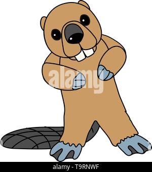 Vektor scandi cartoon Tier clip art Little Beaver Stock Vektor