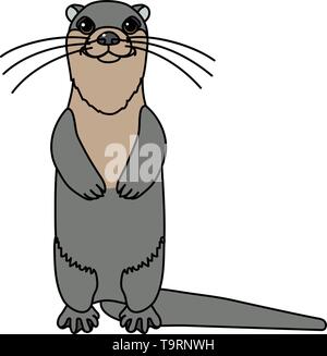 Vektor scandi Cartoon animal Clipart River Common Otter Stock Vektor