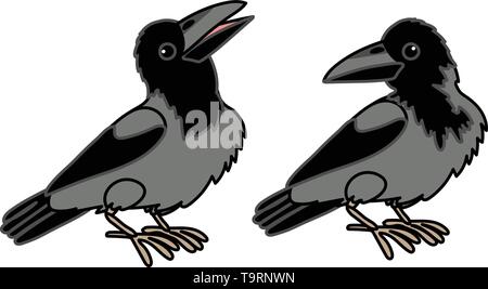 Vektor scandi Cartoon animal Clipart Krone Vögel Stock Vektor