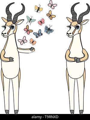 Vektor scandi Cartoon animal Clipart dorcas Gazelle Stock Vektor