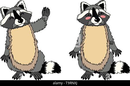 Vektor scandi cartoon Tier clip art süße Waschbären Stock Vektor