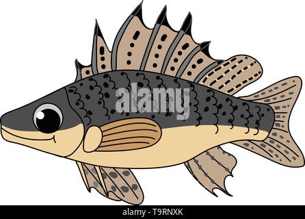 Vektor scandi Cartoon animal Clipart ruff Fisch Stock Vektor