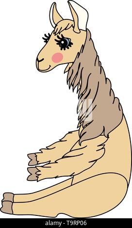 Vektor scandi cartoon Tier clip art Lady llama Stock Vektor