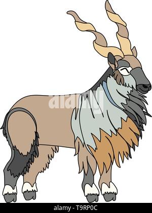 Vektor scandi cartoon Tier clip art cute markhor Stock Vektor