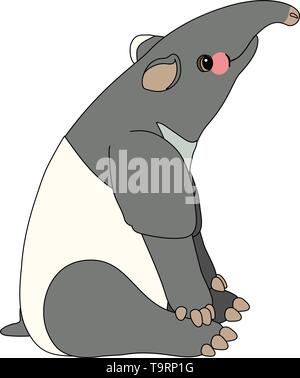Vektor scandi cartoon Tier clip art cute tapir Stock Vektor