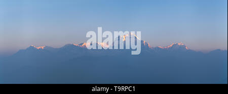 Sonnenaufgang über dem Himalaya. Berg Dhaulagiri gesehen von Poon Hill. Nepal. Stockfoto