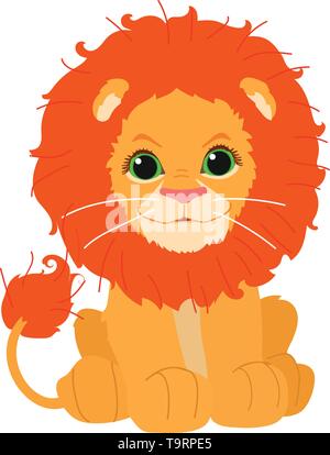 Vektor Flachbild cartoon Tier clip art cute little Lion Stock Vektor