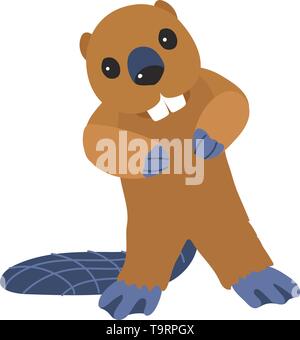 Vektor Flachbild cartoon Tier clip art Little Beaver Stock Vektor