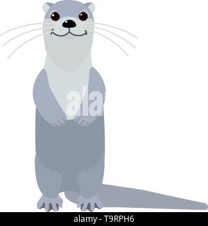 Vektor Flachbild cartoon animal Clipart River Common Otter Stock Vektor