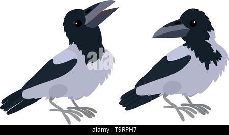 Vektor Flachbild cartoon animal Clipart Krone Vögel Stock Vektor