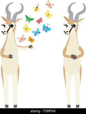 Vektor Flachbild cartoon animal Clipart dorcas Gazelle Stock Vektor