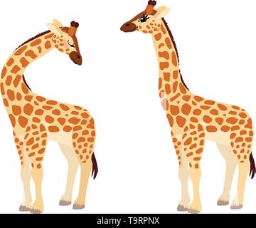 Vektor Flachbild cartoon Tier clip art lady Giraffe Stock Vektor