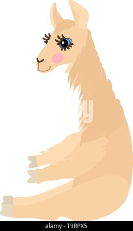 Vektor Flachbild cartoon Tier clip art Lady llama Stock Vektor