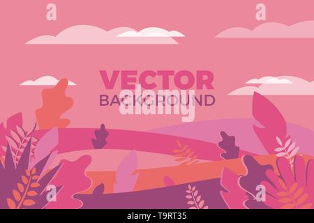 Hintergrund mit Pflanzen und Blätter Vector Illustration im flachen Stil Stock Vektor