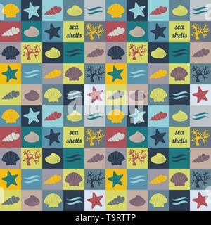 Vintage nahtlose seashells Tapete mit Hand Elemente vector Hintergrund Stock Vektor