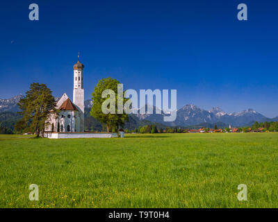 Wallfahrtskirche St. Coloman mit Füssen, Ostallgäu, Allgäu, Bayern, Deutschland, Europa, Wallfahrtskirche St. Coloman bei Füssen, Bayern, Deutschland, Stockfoto