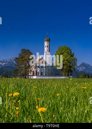 Wallfahrtskirche St. Coloman mit Füssen, Ostallgäu, Allgäu, Bayern, Deutschland, Europa, Wallfahrtskirche St. Coloman bei Füssen, Bayern, Deutschland, Stockfoto