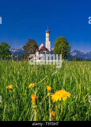 Wallfahrtskirche St. Coloman mit Füssen, Ostallgäu, Allgäu, Bayern, Deutschland, Europa, Wallfahrtskirche St. Coloman bei Füssen, Bayern, Deutschland, Stockfoto