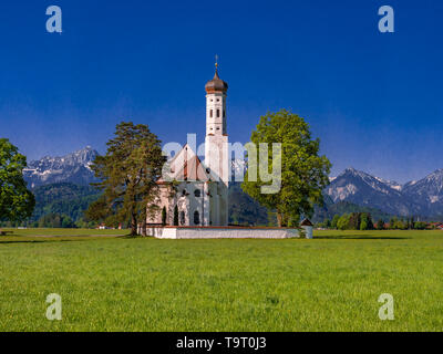 Wallfahrtskirche St. Coloman mit Füssen, Ostallgäu, Allgäu, Bayern, Deutschland, Europa, Wallfahrtskirche St. Coloman bei Füssen, Bayern, Deutschland, Stockfoto