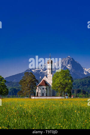 Wallfahrtskirche St. Coloman mit Füssen, Ostallgäu, Allgäu, Bayern, Deutschland, Europa, Wallfahrtskirche St. Coloman bei Füssen, Bayern, Deutschland, Stockfoto