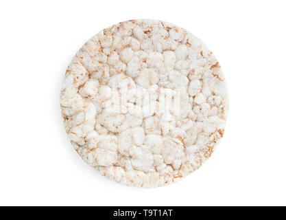 Getrocknete Diät knusprigen Reis runde Brot auf weißem Hintergrund Stockfoto