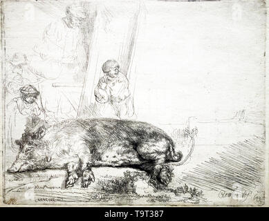 Rembrandt van Rijn (1606-1669) Die Hog, 1643 Radierung und kaltnadelradierung mit Ton Stockfoto