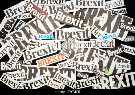 Das Wort Brexit in Zeitung Art Stockfoto